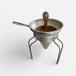 Vintage Pestle Cone Colander / Ricer and Stand